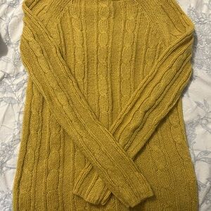J. Crew Yellow Cable Knit Turtleneck Sweater